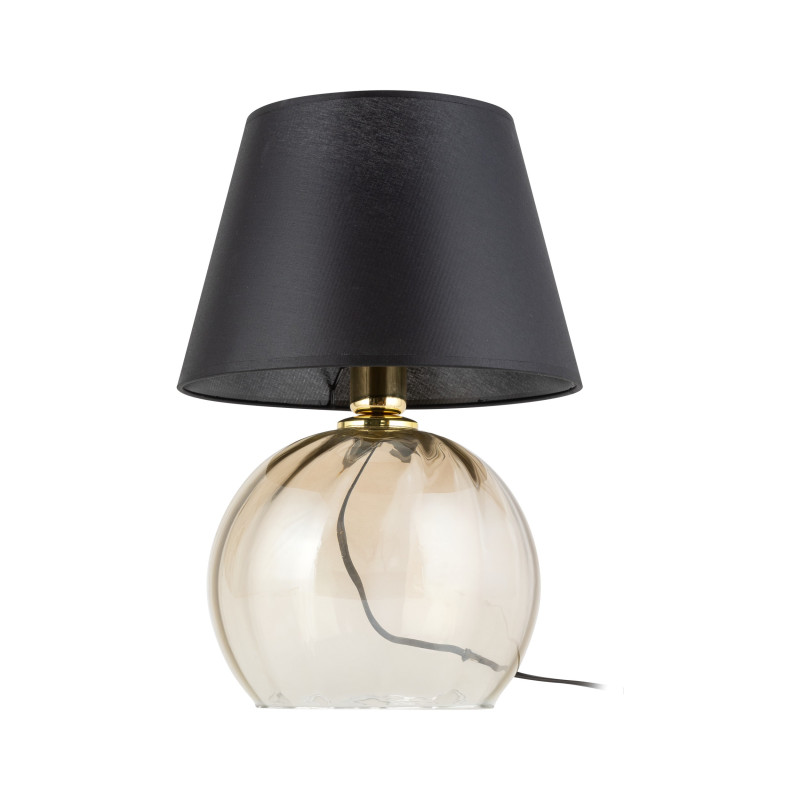 Lampe à poser AUREA Tissu noir verre ambré Minimaliste 