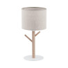 Lampe à poser ALBERO LINEN Lin beige gris et bois Scandinave 