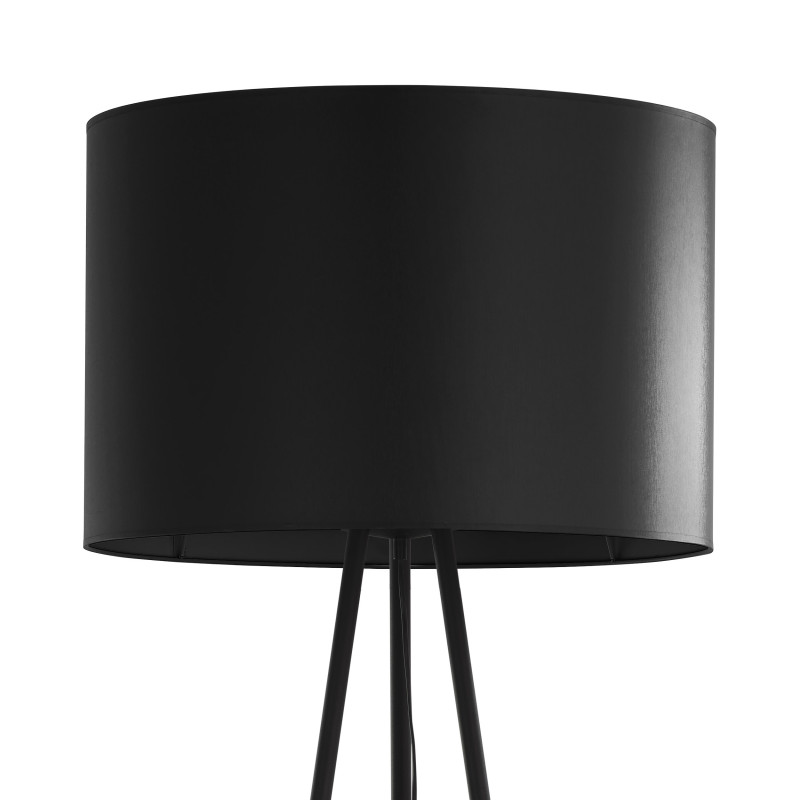 Lampadaire WINSTON BLACK abat-jour tissu noir trépied metal Minimaliste 