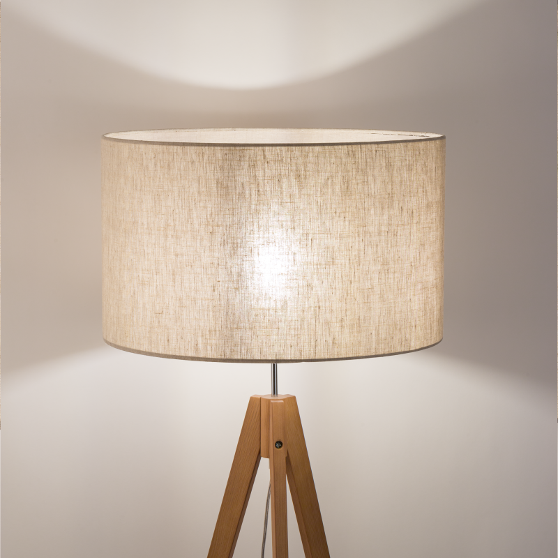 Lampadaire TREVISO NATURE bois clair et lin beige gris Nature Scandinave 