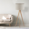 Lampadaire TREVISO NATURE bois clair et lin beige gris Nature Scandinave 