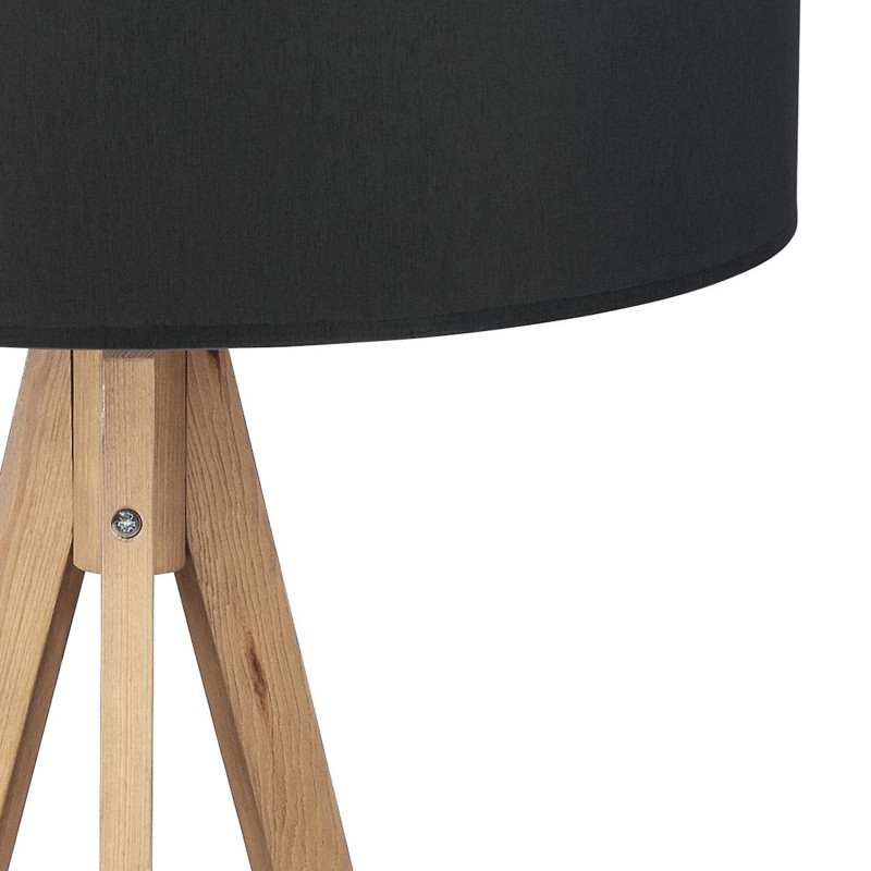 Lampadaire TREVISO BLACK bois clair et tissu noir Nature Scandinave 