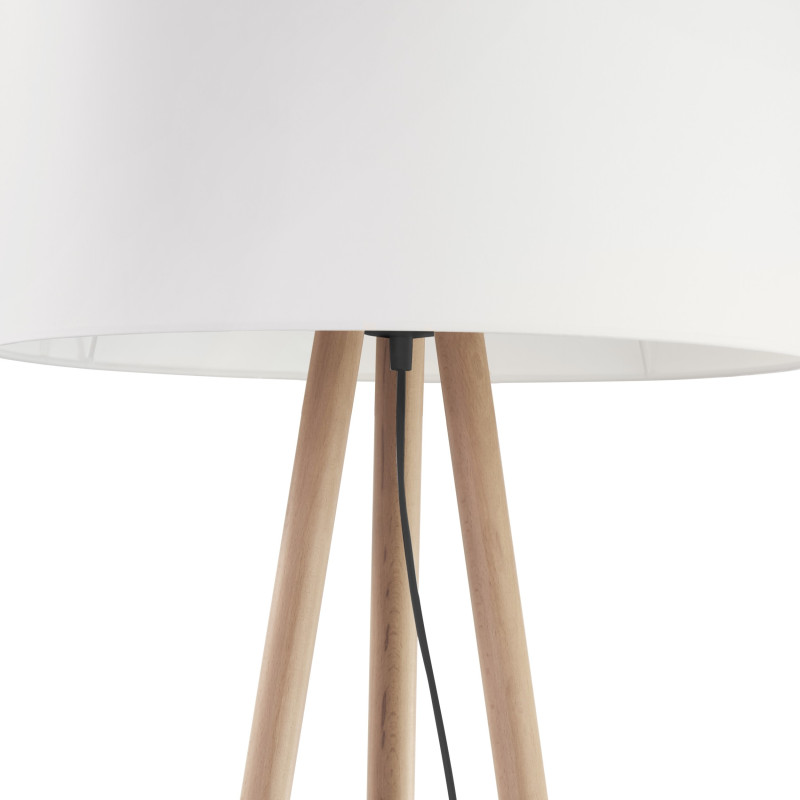 Lampadaire TOKYO WHITE bois clair et tissu blanc Nature Scandinave 