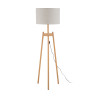 Lampadaire PEREZ LINEN bois clair et lin beige gris Nature Scandinave 