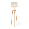 Lampadaire PEREZ LINEN bois clair et lin beige gris Nature Scandinave 