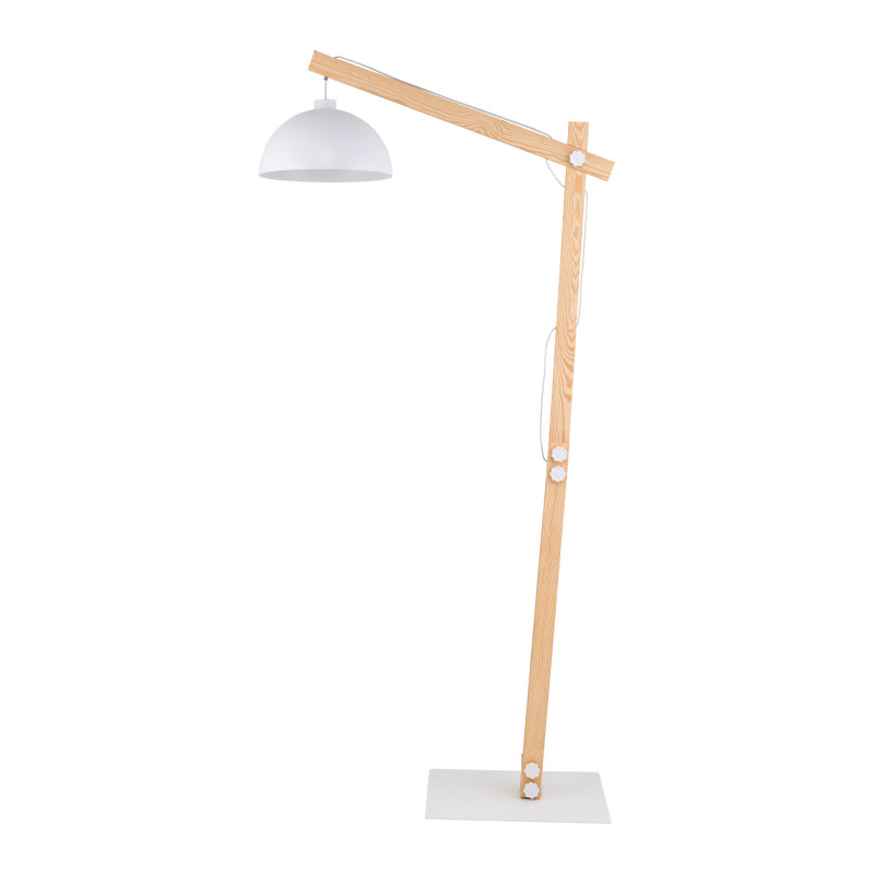 Lampadaire OSLO WHITE metal blanc et bois Industriel 