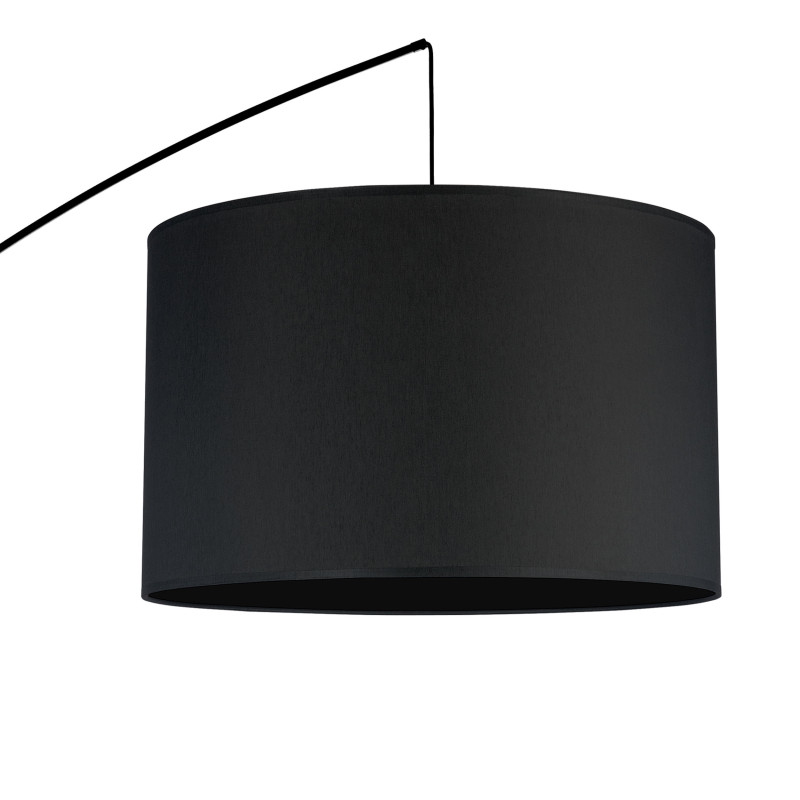 Lampadaire MOBY BLACK abat-jout tissu noir et pied metal Minimaliste 