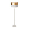 Lampadaire HILTON WHITE/GOLD abat-jour bi-matière tissu blanc metal doré Design chic 