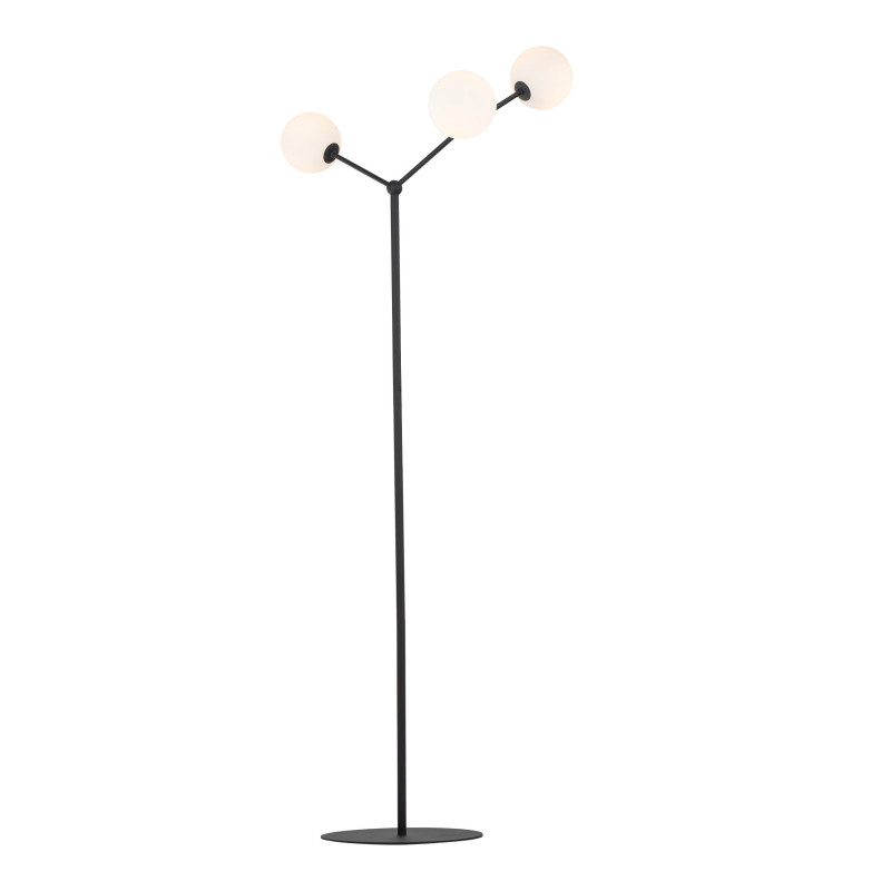 Lampadaire FAIRY BLACK 3 boules verre blanc et metal noir Design chic 