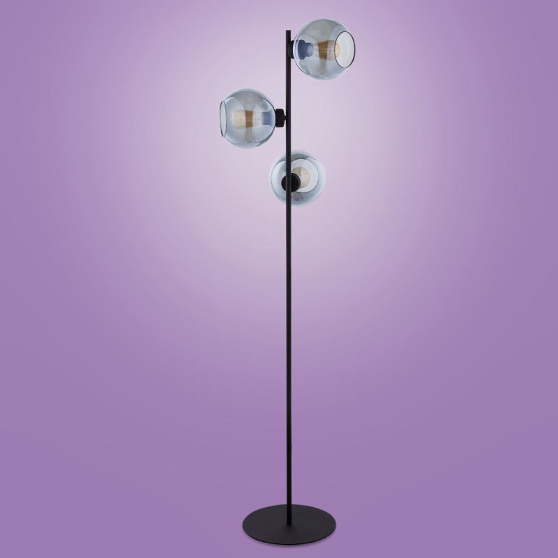 Lampadaire CUBUS GRAPHITE verre fumé et métal noir Dessign chic 