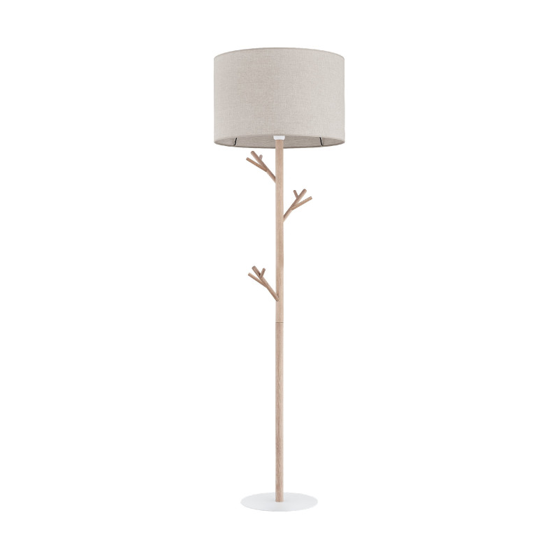 Lampadaire ALBERO LINEN Lin beige gris et bois Scandinave 