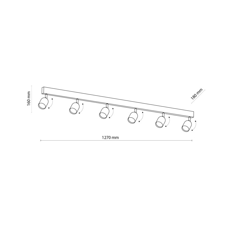 Plafonnier TOP WHITE 6 lampes orientables alignées métal blanc Design Minimaliste 