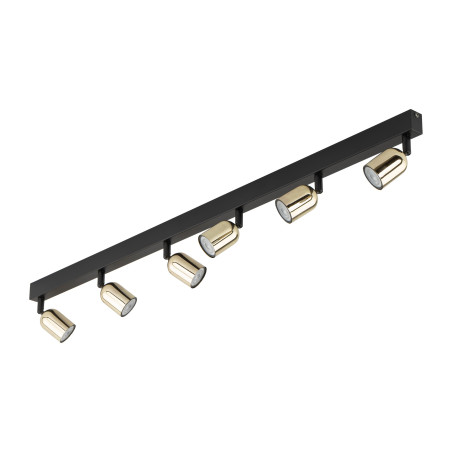 Plafonnier TOP GOLD 6 lampes orientables alignées metal noir Minimaliste 