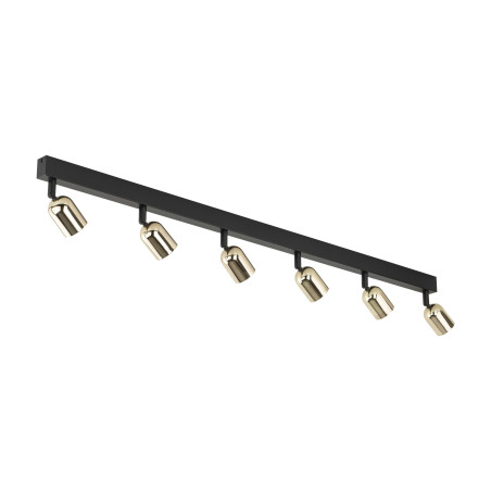Plafonnier TOP GOLD 6 lampes orientables alignées metal noir Minimaliste 