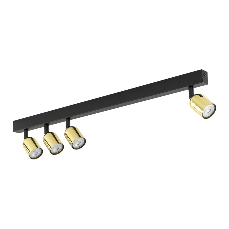 Plafonnier décalé TOP GOLD 4 lampes orientables alignées metal doré Minimaliste 