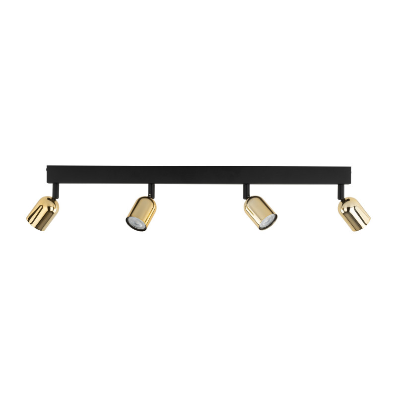 Plafonnier TOP GOLD 4 lampes orientables alignées metal noir Minimaliste 