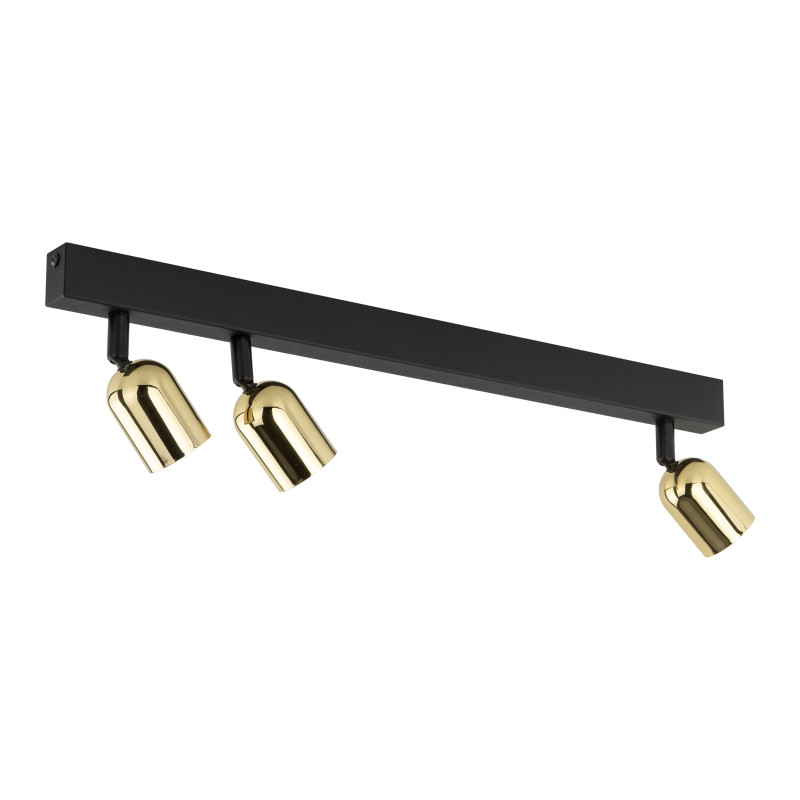 Plafonnier décalé TOP GOLD 3 lampes orientables alignées metal doré Minimaliste 