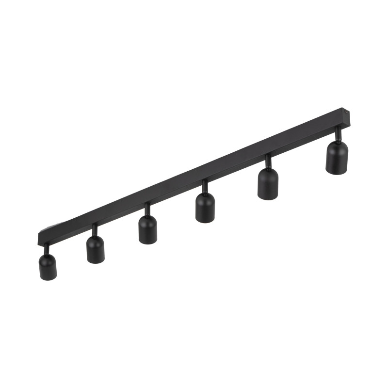 Plafonnier TOP BLACK 6 lampes orientables alignées metal noir Minimaliste 