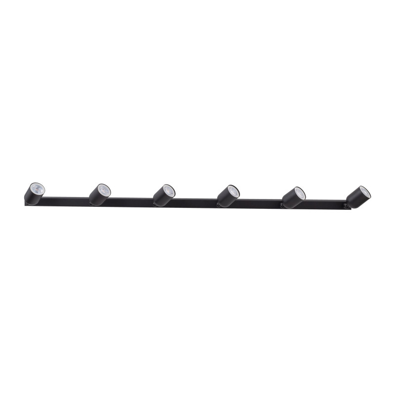 Plafonnier TOP BLACK 6 lampes orientables alignées metal noir Minimaliste 