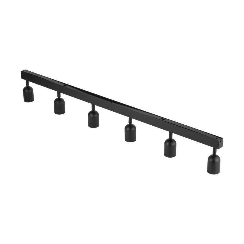 Plafonnier TOP BLACK 6 lampes orientables alignées metal noir Minimaliste 