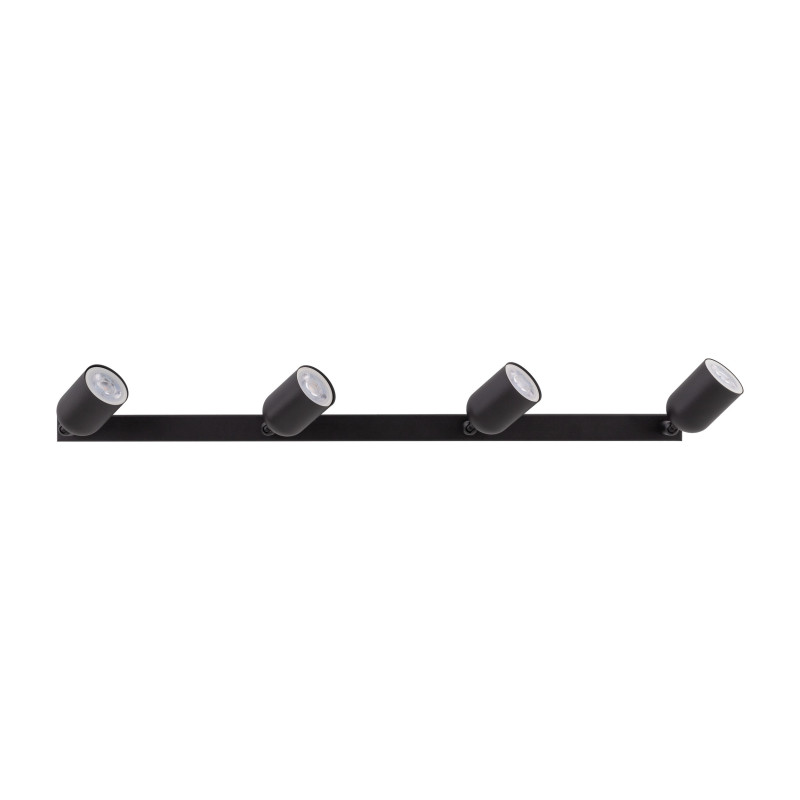 Plafonnier TOP BLACK 4 lampes orientables alignées metal noir Minimaliste 