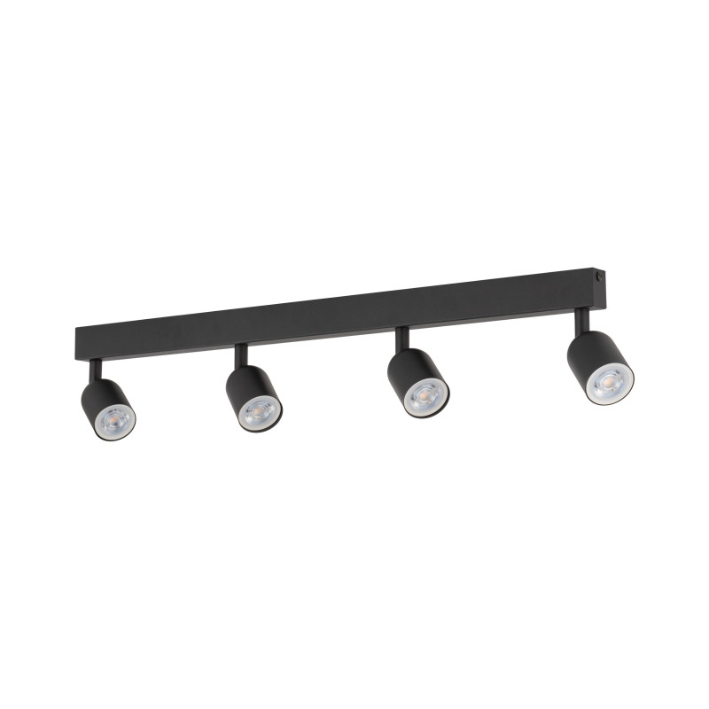 Plafonnier TOP BLACK 4 lampes orientables alignées metal noir Minimaliste 