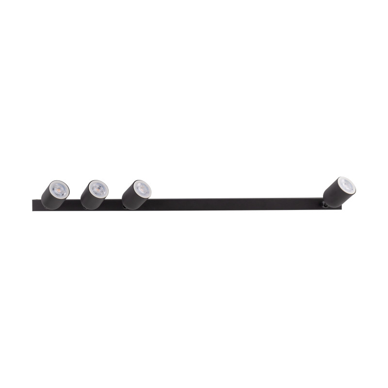 Plafonnier décalé TOP BLACK 4 lampes orientables alignées metal noir Minimaliste 