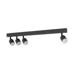 Plafonnier décalé TOP BLACK 4 lampes orientables alignées metal noir Minimaliste 