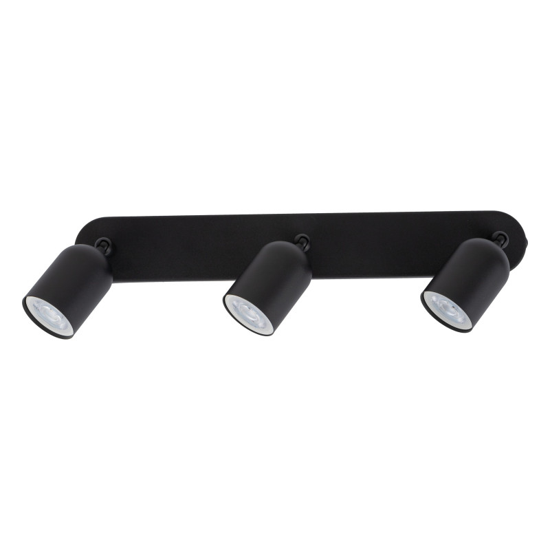 Plafonnier TOP BLACK 3 lampes orientables alignées metal noir Minimaliste 