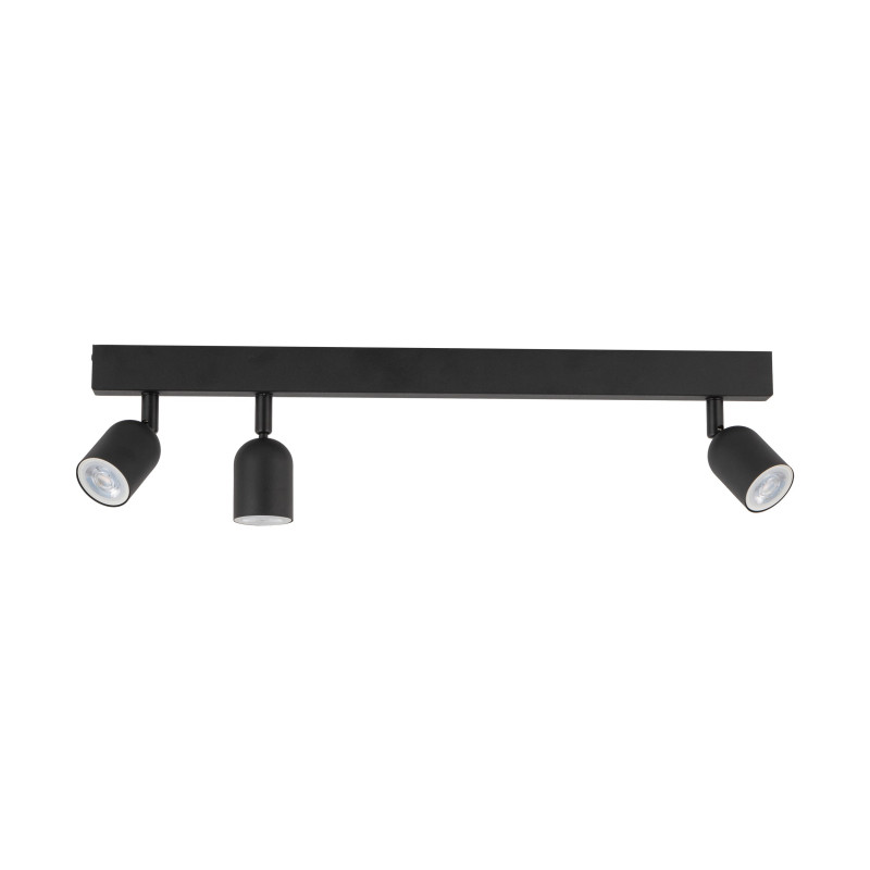 Plafonnier décalé TOP BLACK 3 lampes orientables alignées metal noir Minimaliste 