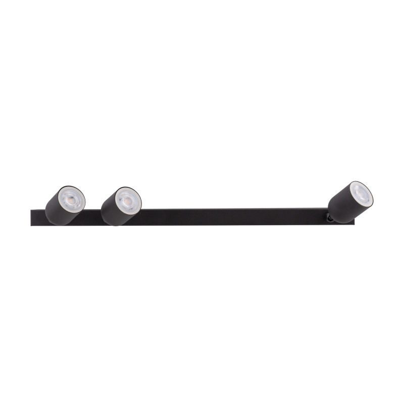 Plafonnier décalé TOP BLACK 3 lampes orientables alignées metal noir Minimaliste 