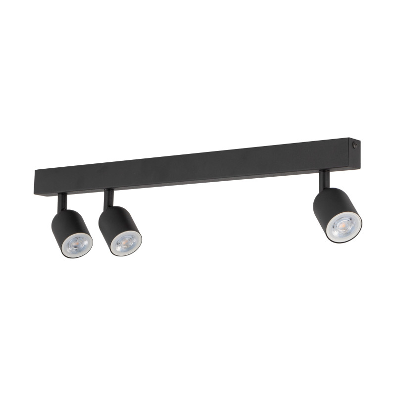 Plafonnier décalé TOP BLACK 3 lampes orientables alignées metal noir Minimaliste 