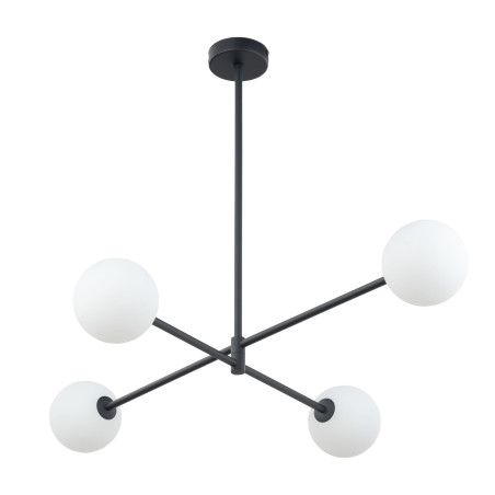 Plafonnier suspendu SARIUS BLACK 4 boules verre blanc et metal noir Design chic 
