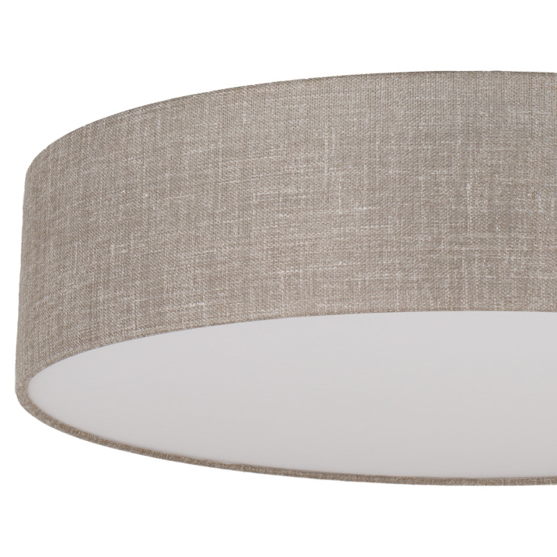 Plafonnier RONDO LINEN rond 78cm tissu lin beige gris Minimaliste 