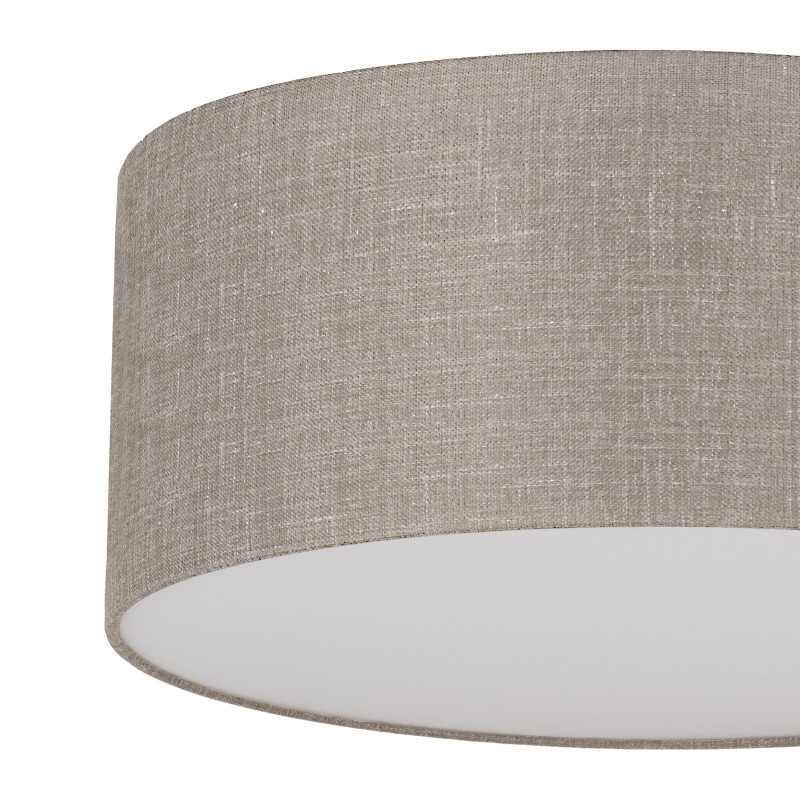 Plafonnier RONDO LINEN rond 45cm tissu lin beige gris Minimaliste 