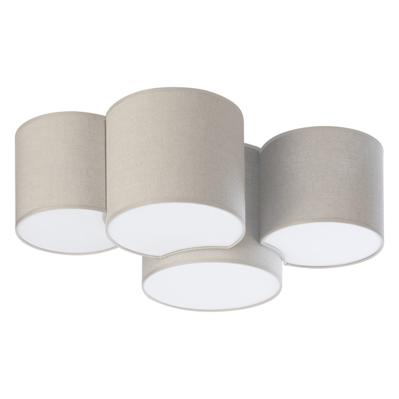 Plafonnier MONA NATURE 4 abat-jour tissu beige gris Design chic 