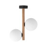 Plafonnier ESTERA WOOD 2 boules verre blanc et support bois Nature 