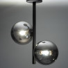 Plafonnier ESTERA BLACK 2 boules verre gris fumé et metal noir Design chic 