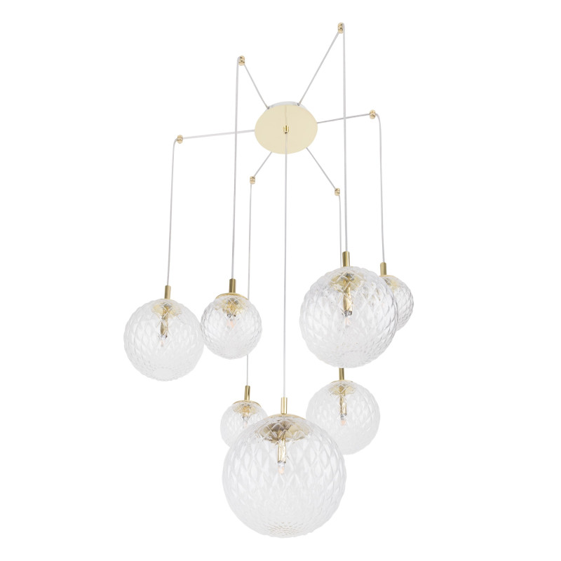 Suspension CADIX GOLD 7 boules verre transparent Design chic 