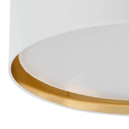 Plafonnier BILBAO WHITE/GOLD rond 60cm tissu blanc intérieur doré Design Minimaliste 