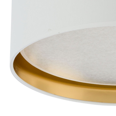 Plafonnier BILBAO WHITE/GOLD rond 45cm tissu blanc intérieur doré Design Minimaliste 