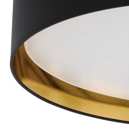 Plafonnier BILBAO BLACK/GOLD rond 60cm tissu noir intérieur doré Design Minimaliste 