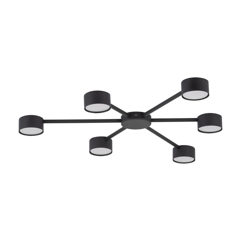 Plafonnier AVIA BLACK 6 lampes metal noir en étoile Industriel 