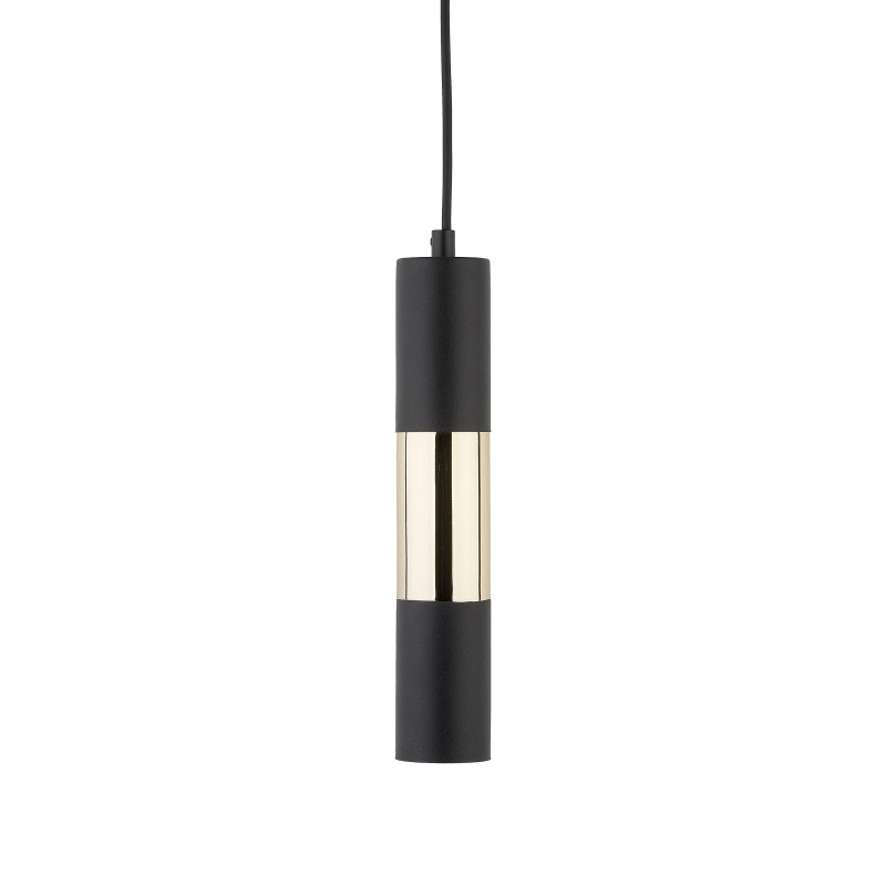 Suspension VIVIEN BLACK/GOLD metal noir et bois Industriel 