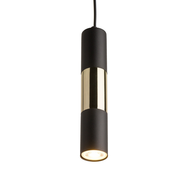 Suspension VIVIEN BLACK/GOLD metal noir et bois Industriel 