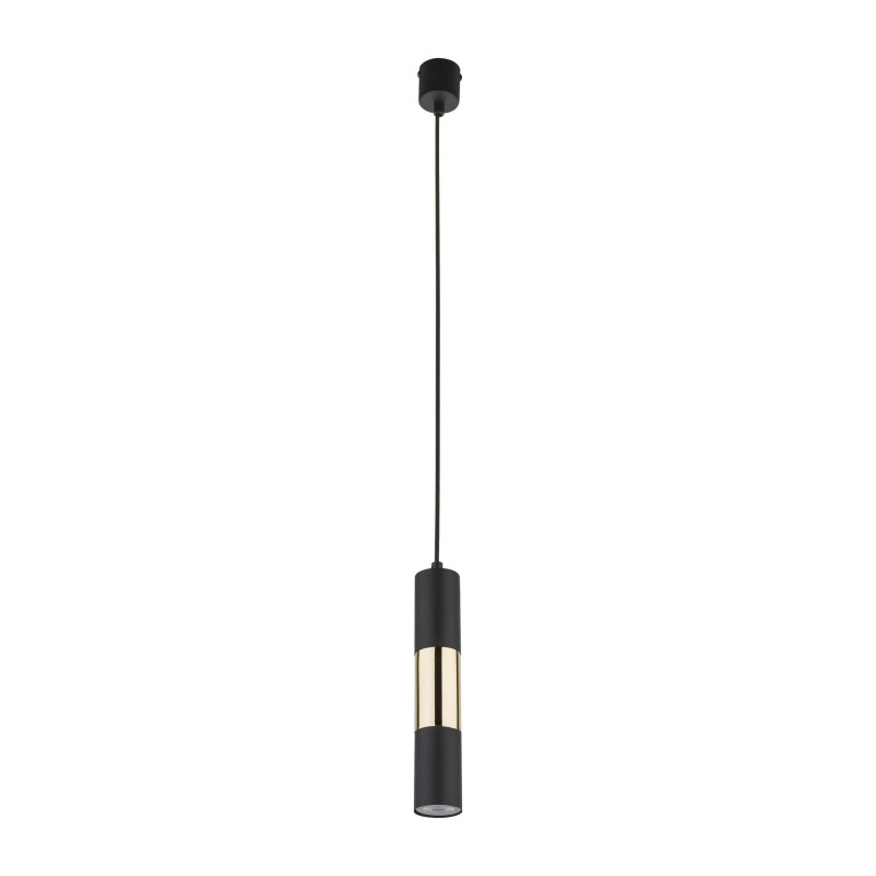 Suspension VIVIEN BLACK/GOLD metal noir et bois Industriel 