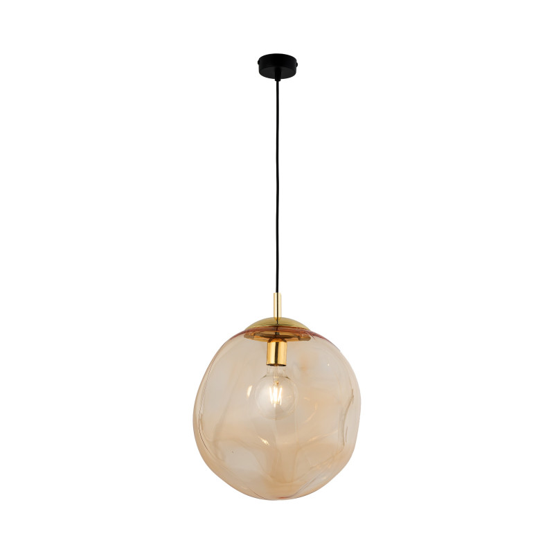 Suspension SOL AMBER verre ambré 25cm et métal doré Design chic 