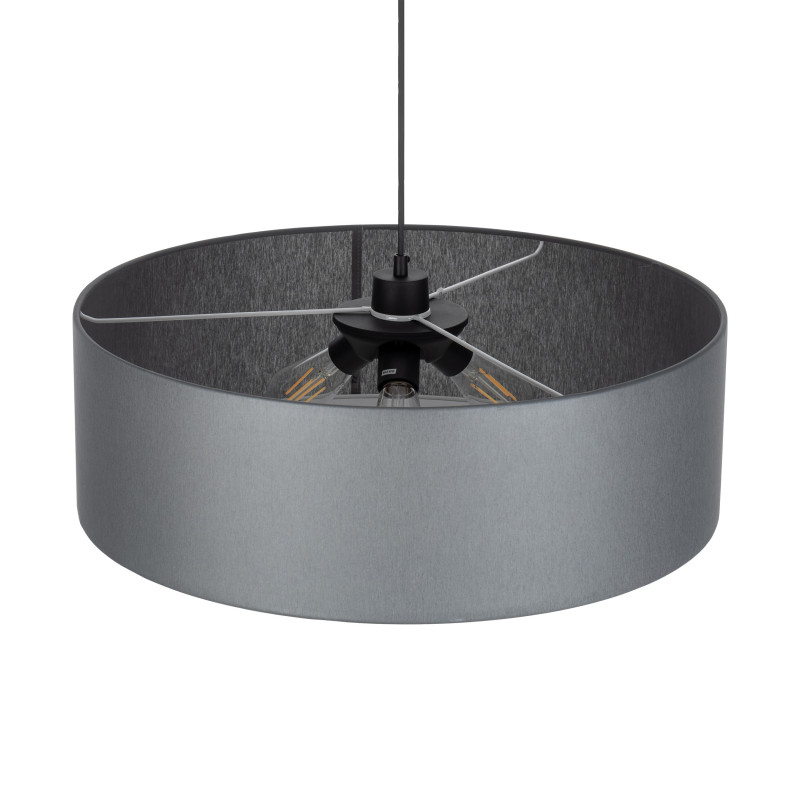 Suspension RONDO GRAPHITE rond 60cm tissu gris anthracite 3 douilles Minimaliste 