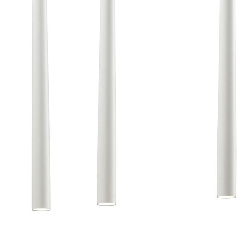 Suspension longue PIANO WHITE 8 sources lumineuses métal blanc Design Minimaliste 