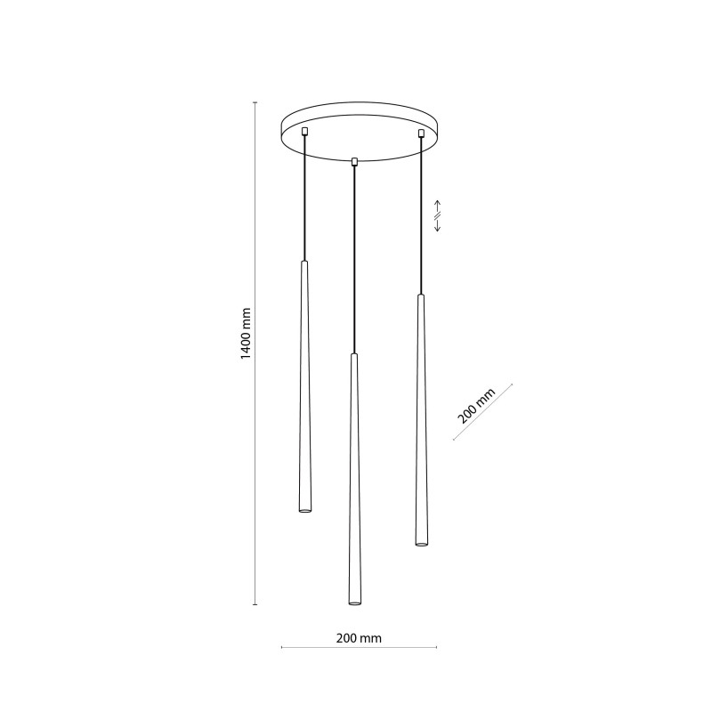 Suspension longue PIANO WHITE 3 sources lumineuses métal blanc Design Minimaliste 